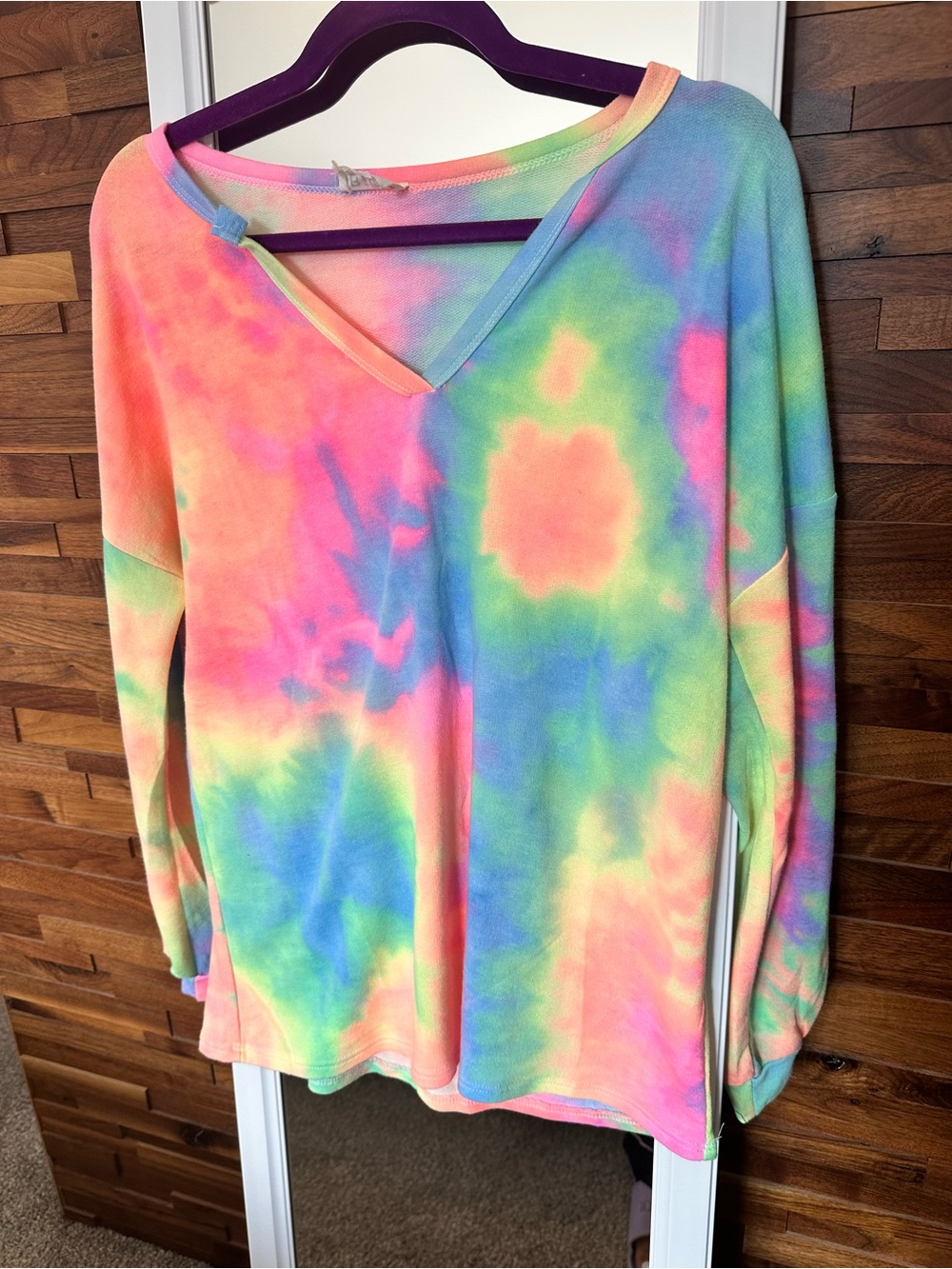 EUC🩷Bibi Tie Dye French Terry Top With Balloon Sleeves Small